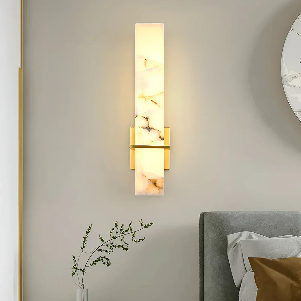 Milan Rectangle Wall Sconce in alabaster for Hallway by AUVIELIGHT