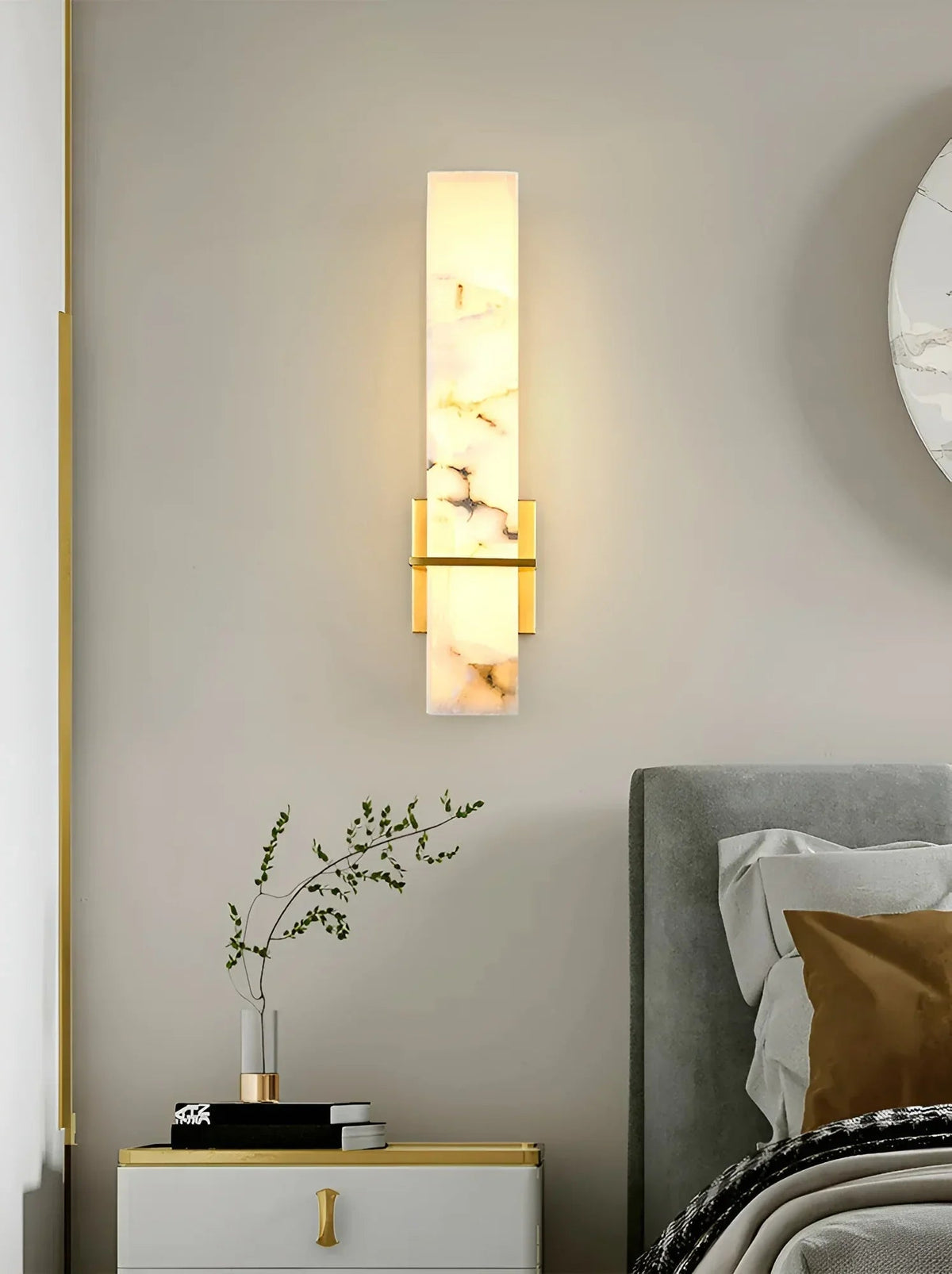 Milan Rectangle Wall Sconce in alabaster for Hallway by AUVIELIGHT