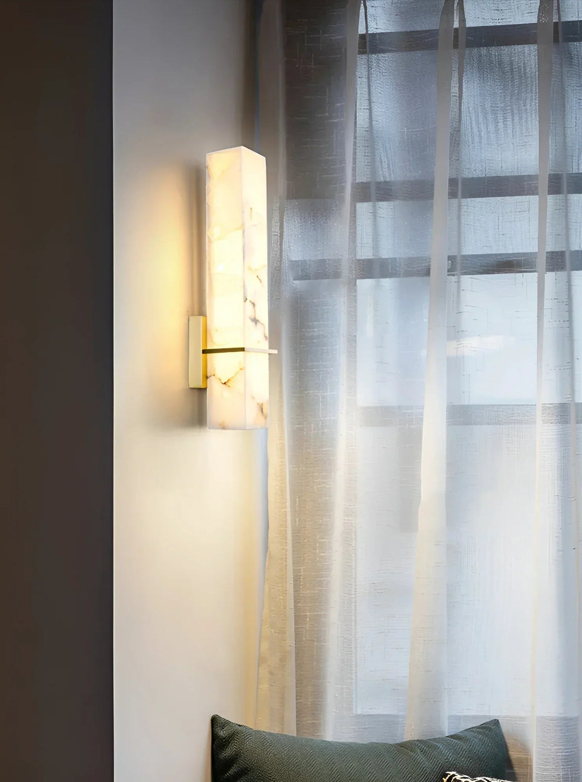 Milan Rectangle Wall Sconce in alabaster for Hallway by AUVIELIGHT