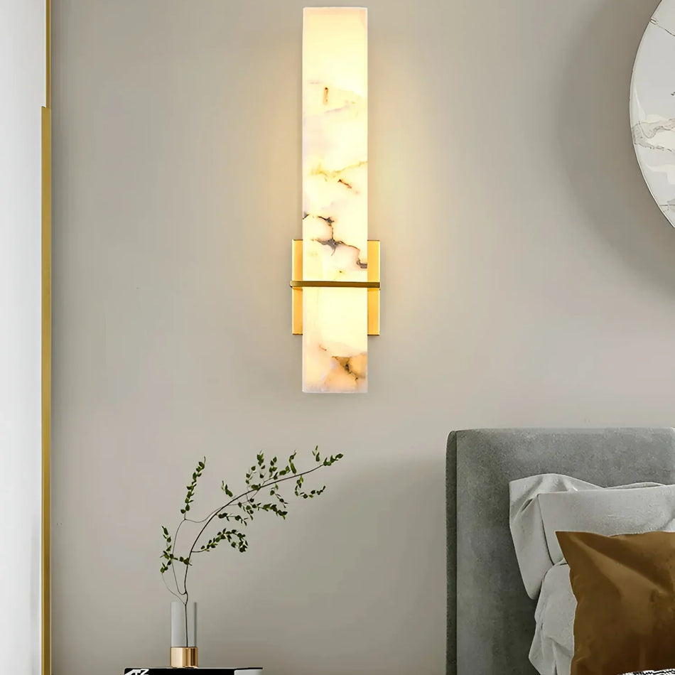 Milan Rectangle Wall Sconce in alabaster for Hallway by AUVIELIGHT