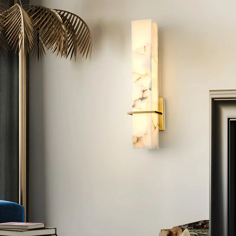 Milan Rectangle Wall Sconce in alabaster for Hallway by AUVIELIGHT
