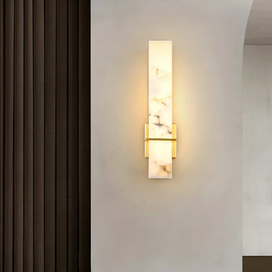 Milan Rectangle Wall Sconce in alabaster for Hallway by AUVIELIGHT