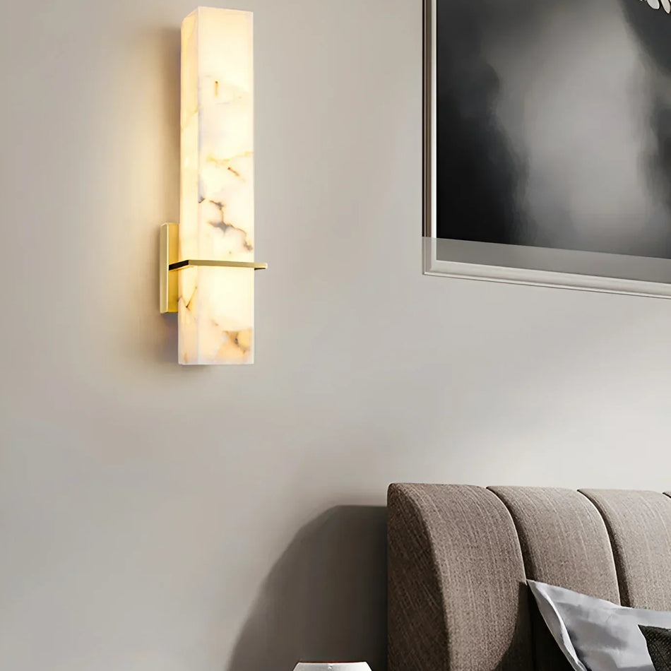 Milan Rectangle Wall Sconce in alabaster for Hallway by AUVIELIGHT