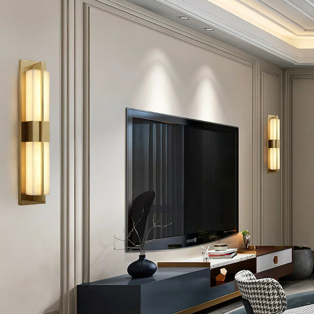 Rectangular Wall Sconce in alabaster for Hallway by AUVIELIGHT