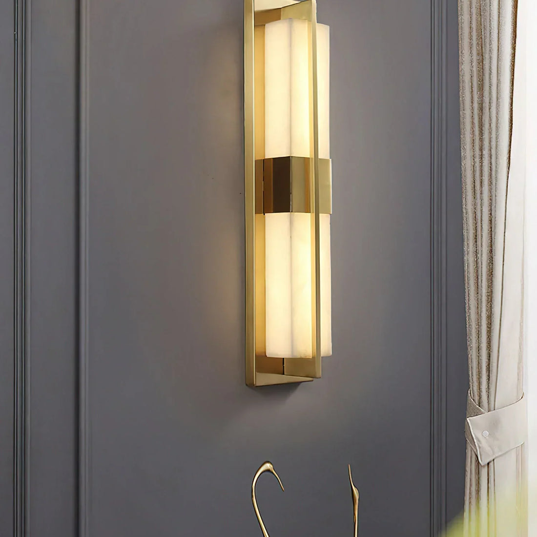Rectangular Wall Sconce in alabaster for Hallway by AUVIELIGHT