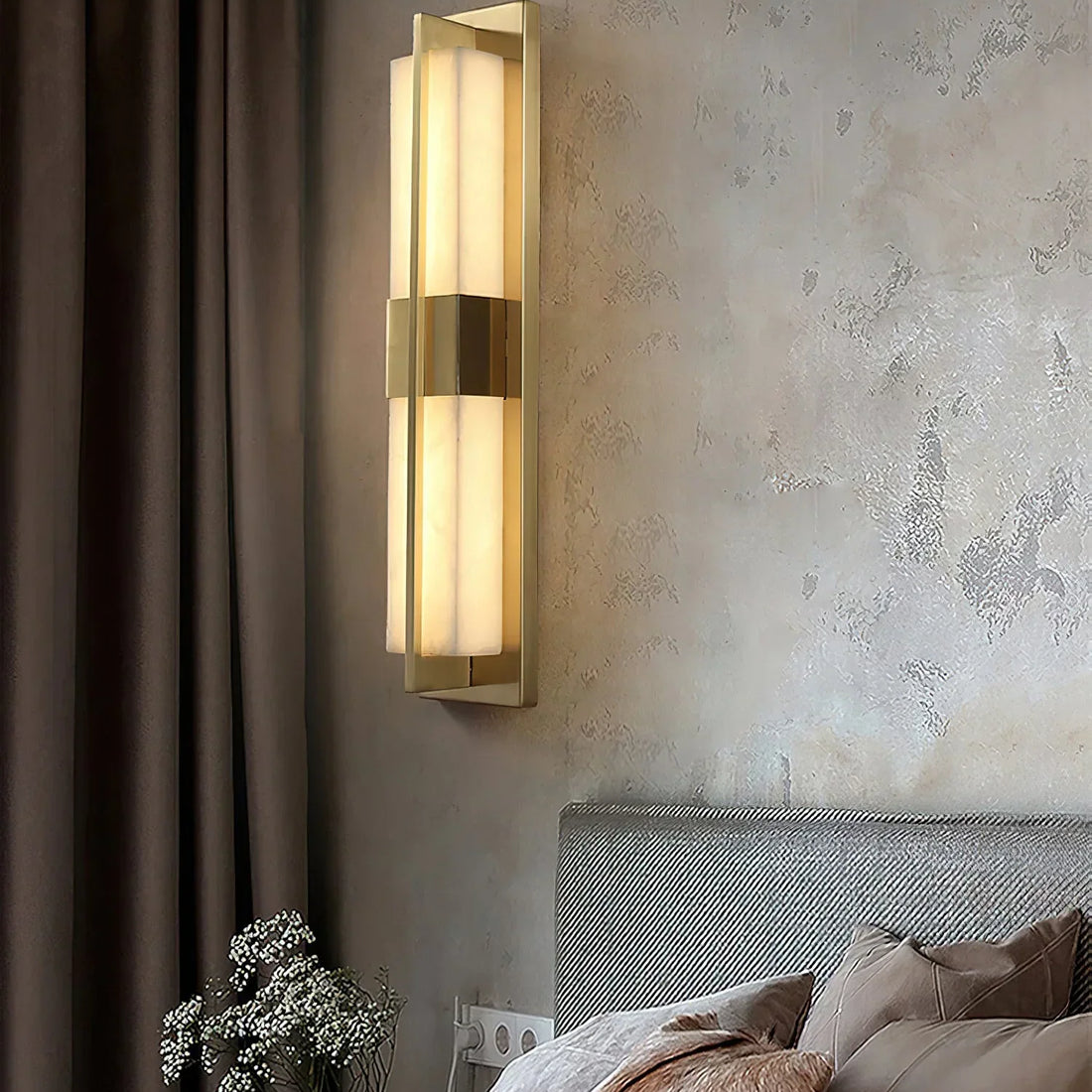 Rectangular Wall Sconce in alabaster for Hallway by AUVIELIGHT
