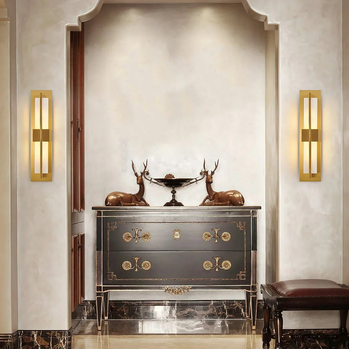 Rectangular Wall Sconce in alabaster for Hallway by AUVIELIGHT