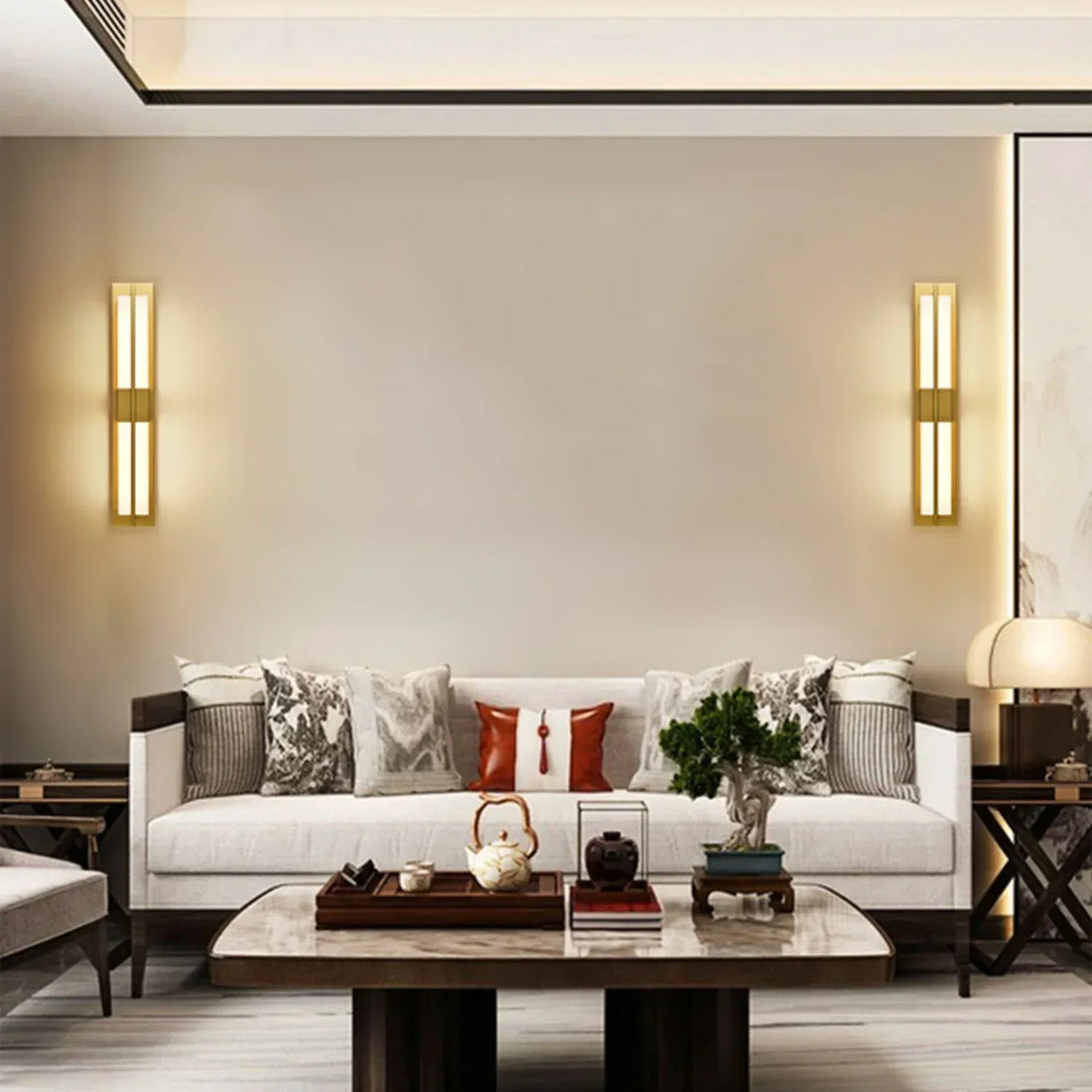 Rectangular Wall Sconce in alabaster for Hallway by AUVIELIGHT