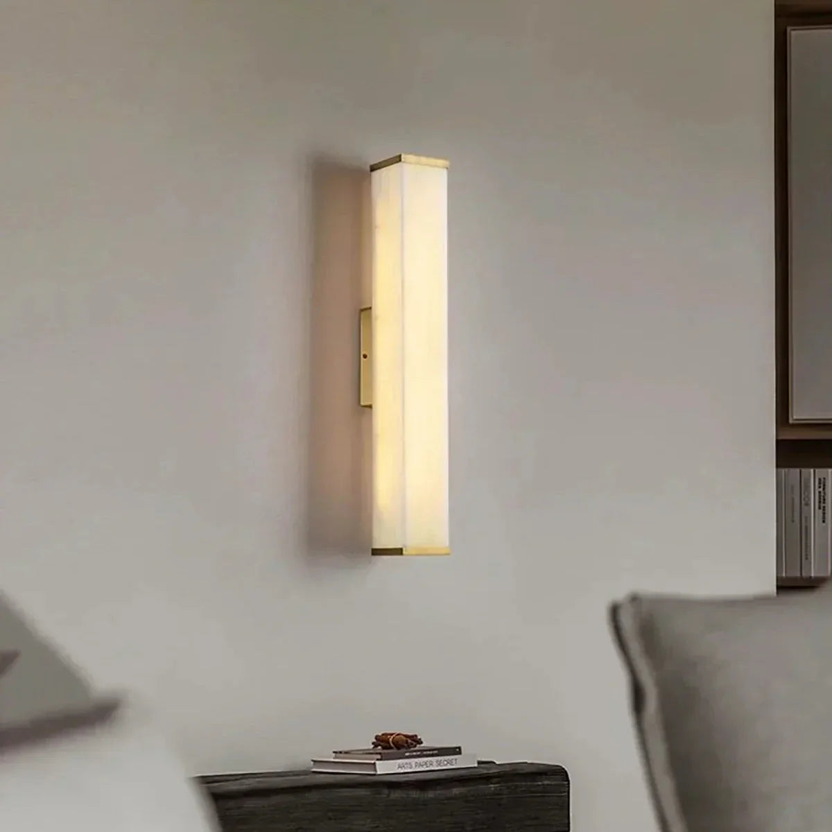 Rectangular Column Wall Light in alabaster for Hallway by AUVIELIGHT