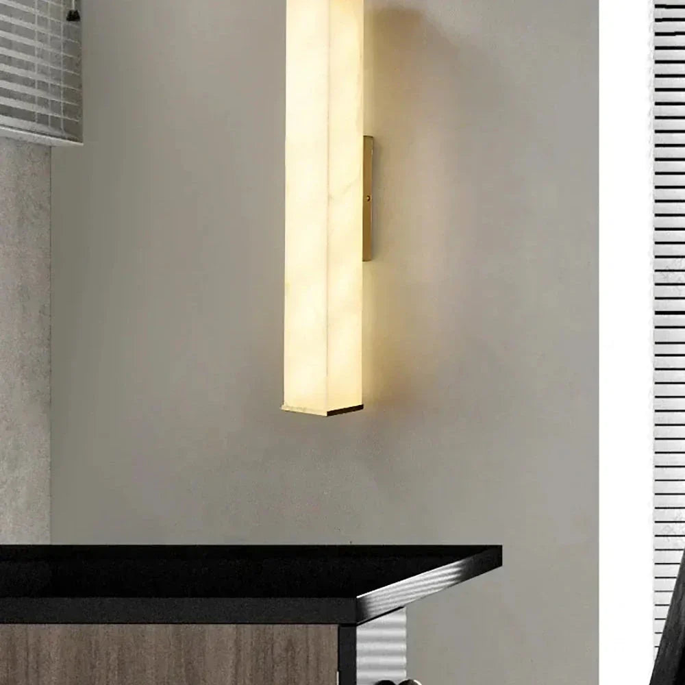 Rectangular Column Wall Light in alabaster for Hallway by AUVIELIGHT