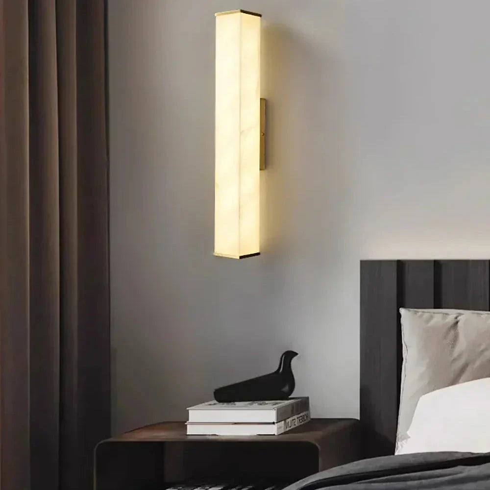 Rectangular Column Wall Light in alabaster for Hallway by AUVIELIGHT