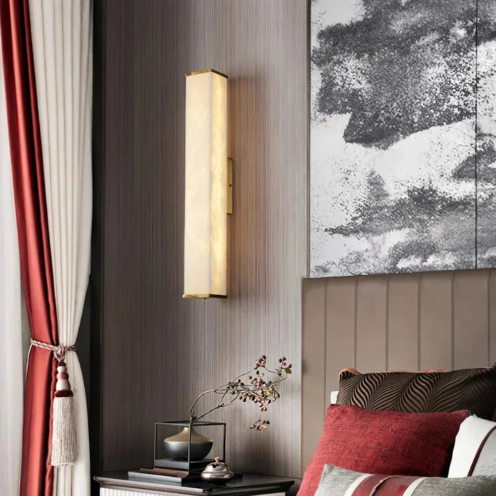 Rectangular Column Wall Light in alabaster for Hallway by AUVIELIGHT