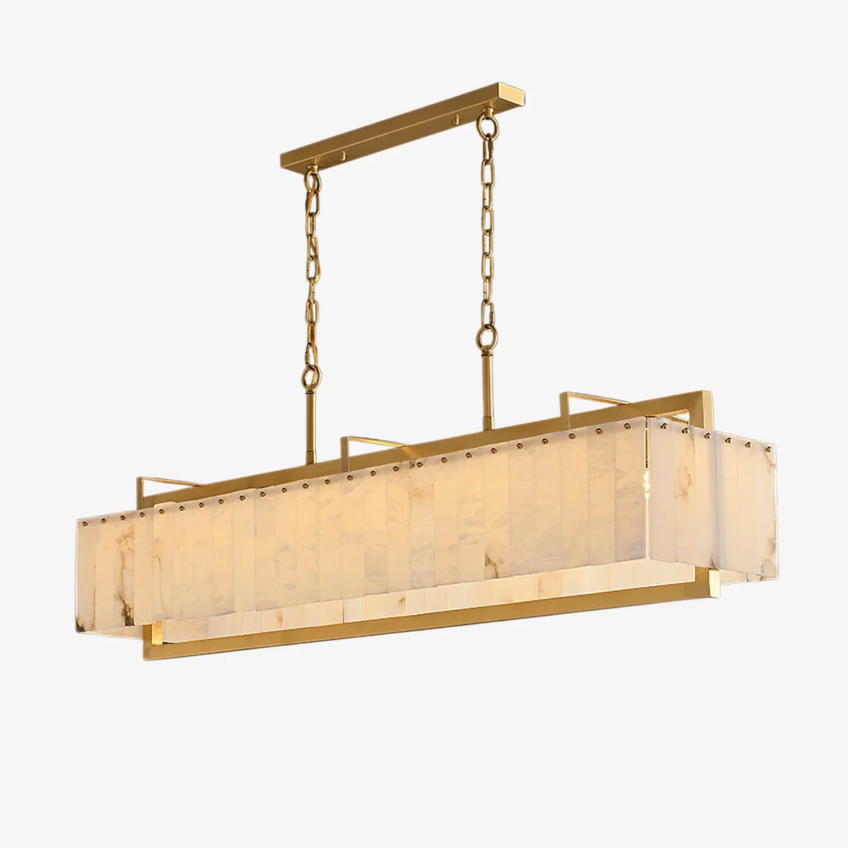 Rectangular Chandelier in alabaster for Dining Room by AUVIELIGHT