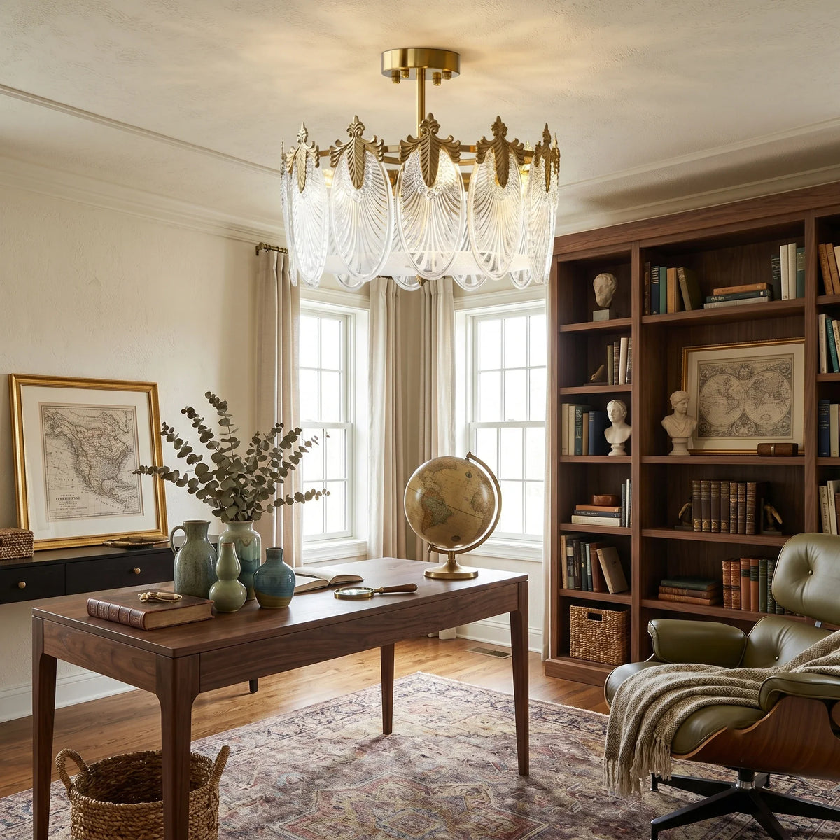 Regency Leaf Chandelier in glass for Dining Room by AUVIELIGHT