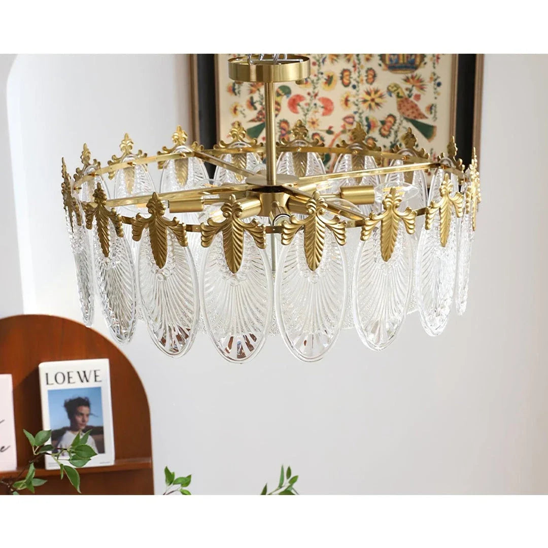 Regency Leaf Chandelier in glass for Dining Room by AUVIELIGHT