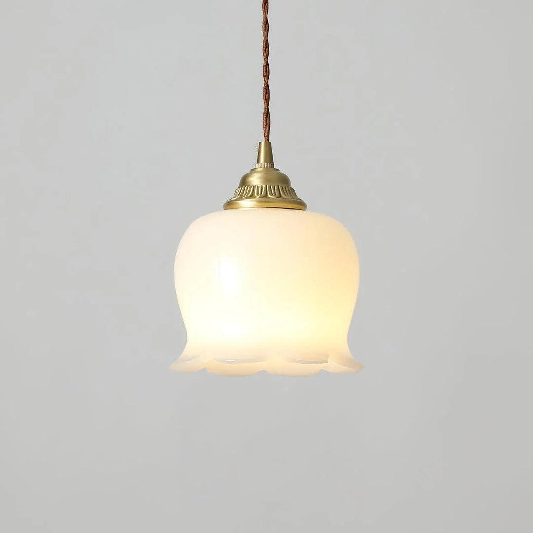 Resin Flower Pendant Light in brass for Kitchen Island by AUVIELIGHT, ∅ 5.5" x H 5.9" / Dia 14cm x H 15cm / Brass & Beige