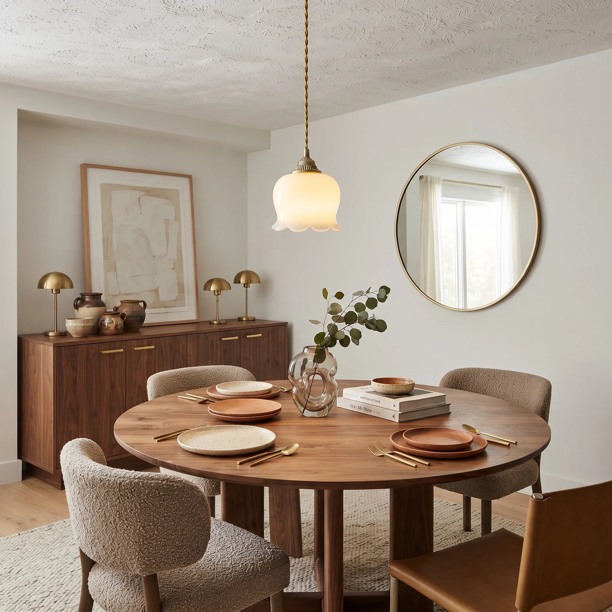 Resin Flower Pendant Light in brass for Kitchen Island by AUVIELIGHT