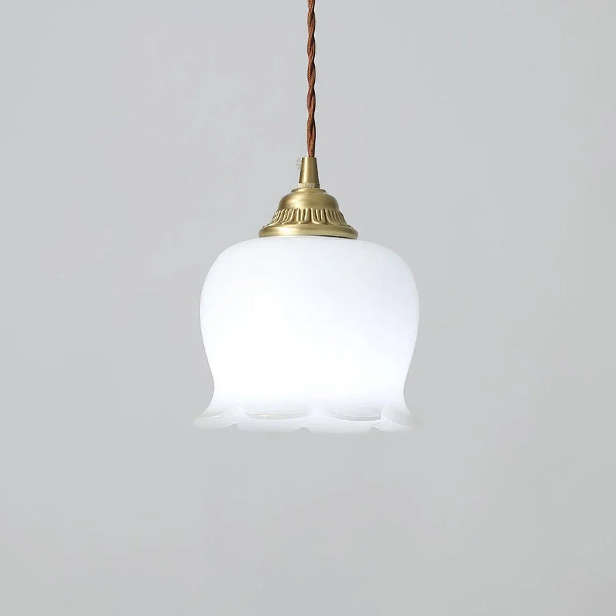 Resin Flower Pendant Light in brass for Kitchen Island by AUVIELIGHT, ∅ 5.5" x H 5.9" / Dia 14cm x H 15cm / Brass & White