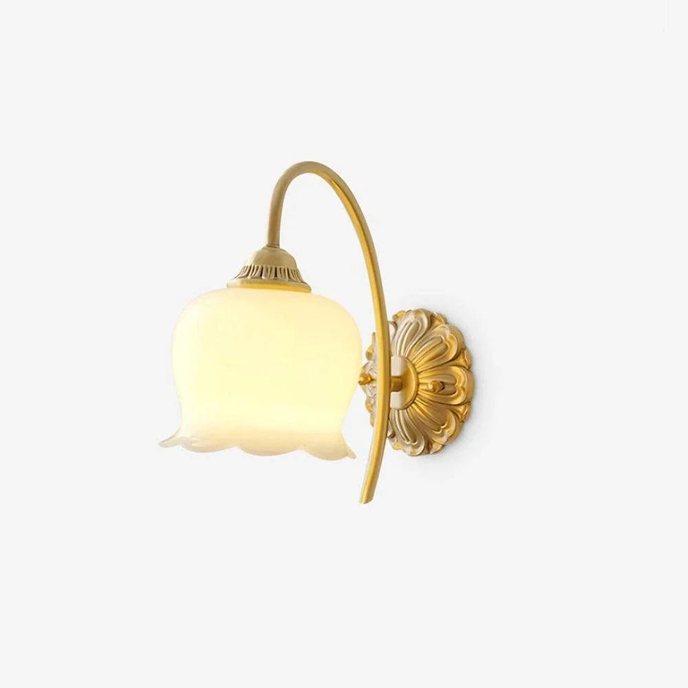 Resin Flower Wall Sconce in brass for Hallway by AUVIELIGHT