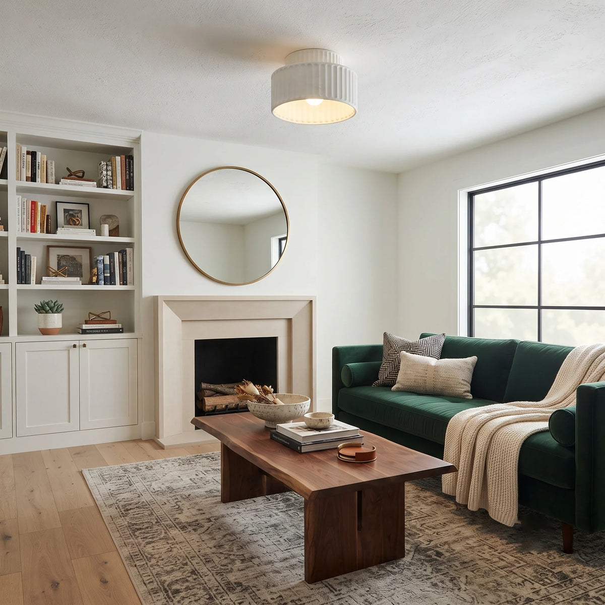 Resin Fluted Flush Mount for Low Ceilings by AUVIELIGHT