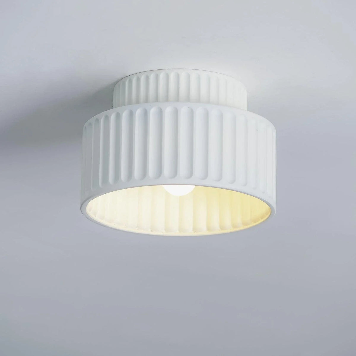 Resin Fluted Flush Mount for Low Ceilings by AUVIELIGHT