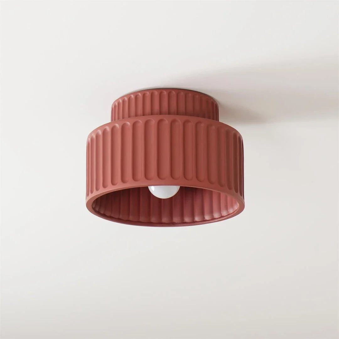 Resin Fluted Flush Mount for Low Ceilings by AUVIELIGHT