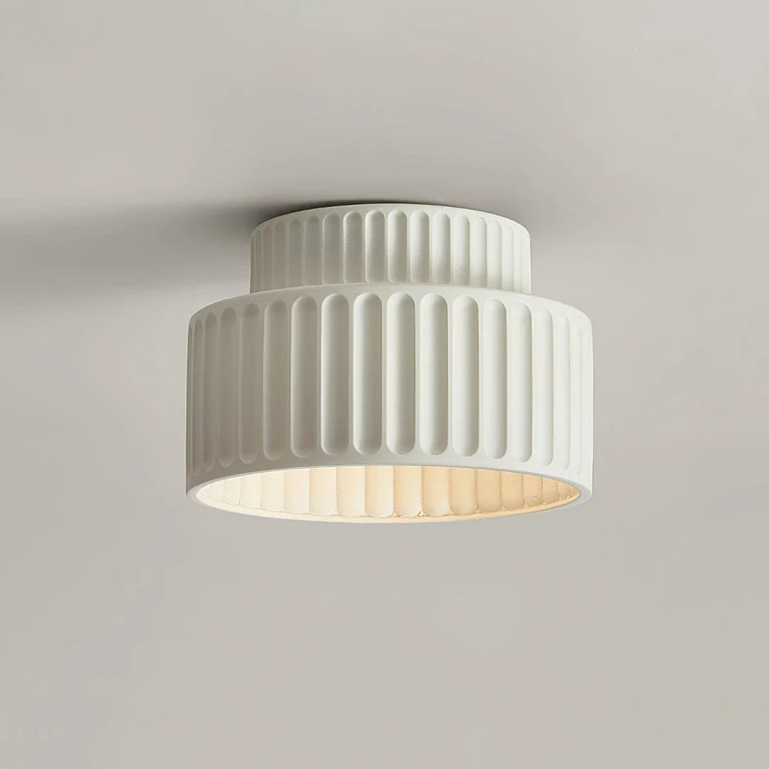 Resin Fluted Flush Mount for Low Ceilings by AUVIELIGHT