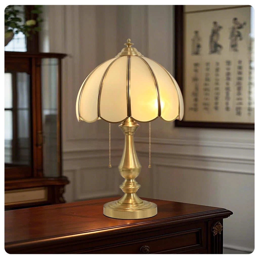 Retro Shell Table Lamp in cream for Living Room by AUVIELIGHT