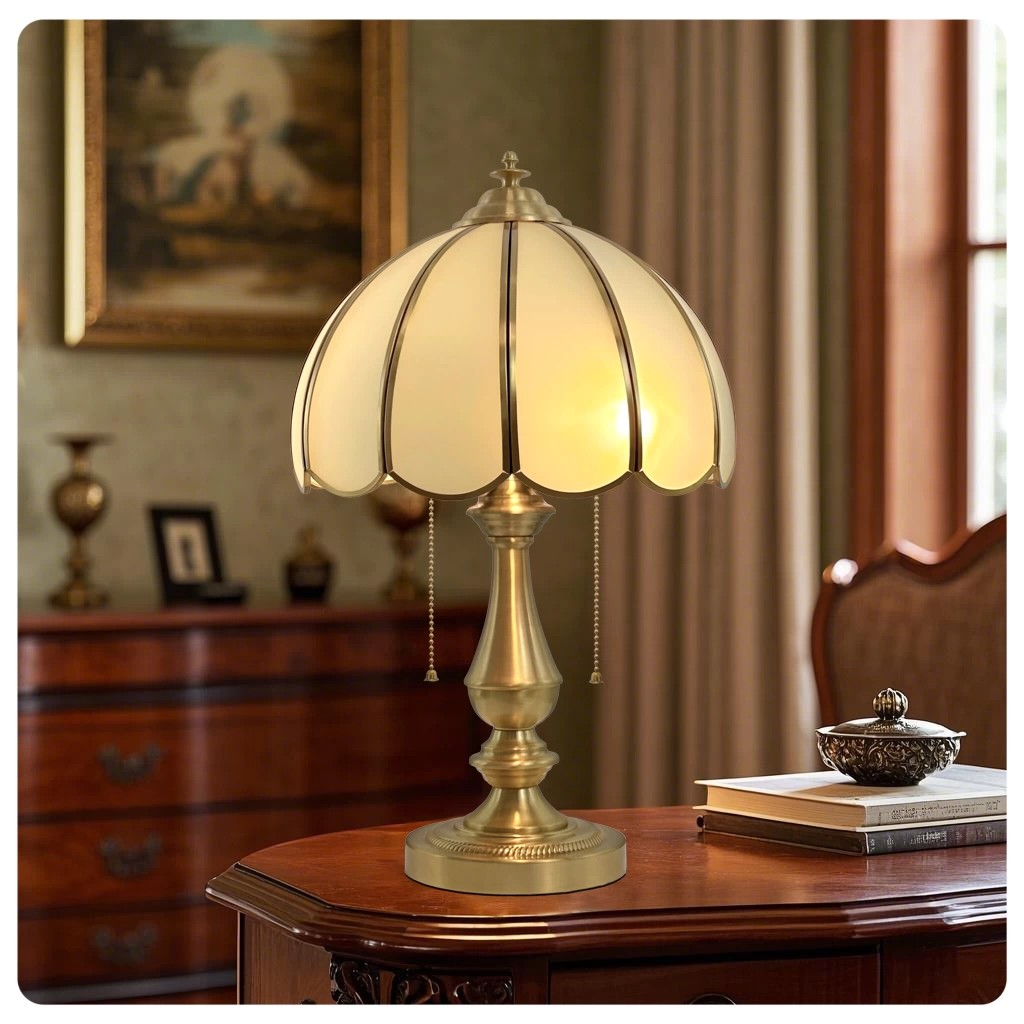 Retro Shell Table Lamp in cream for Living Room by AUVIELIGHT