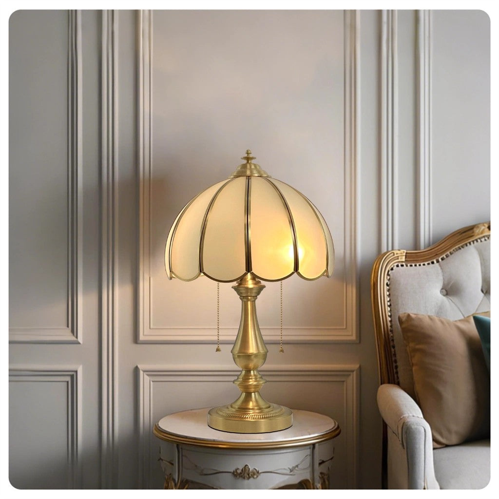 Retro Shell Table Lamp in cream for Living Room by AUVIELIGHT