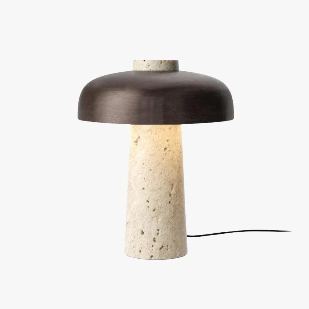 Reverse Table Lamp for Living Room by AUVIELIGHT, Dia 24cm x H 30cm / Dia 9.4" x H 11.8" / Black & Yellow Travertine / AU plug and 7 other sizes