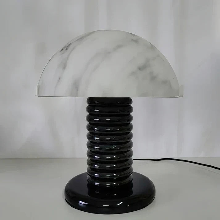 Ribbed Dome Table Lamp in black alabaster for Living Room by AUVIELIGHT