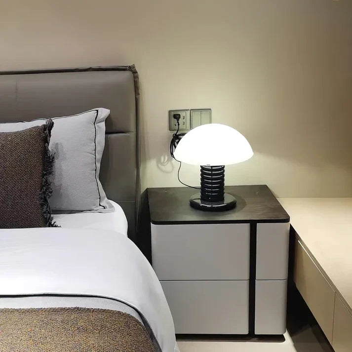 Ribbed Dome Table Lamp in black alabaster for Living Room by AUVIELIGHT