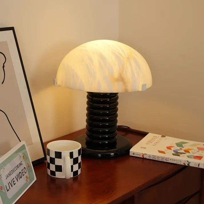 Ribbed Dome Table Lamp in black alabaster for Living Room by AUVIELIGHT