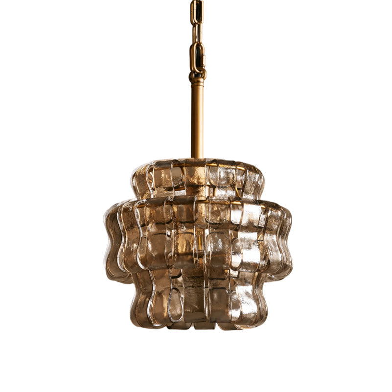 Ribbon Pendant Light in glass for Kitchen Island by AUVIELIGHT, Dia 33cm x H 27cm / ∅ 13″ x H 10.6″ / Smoky Gray & Gold