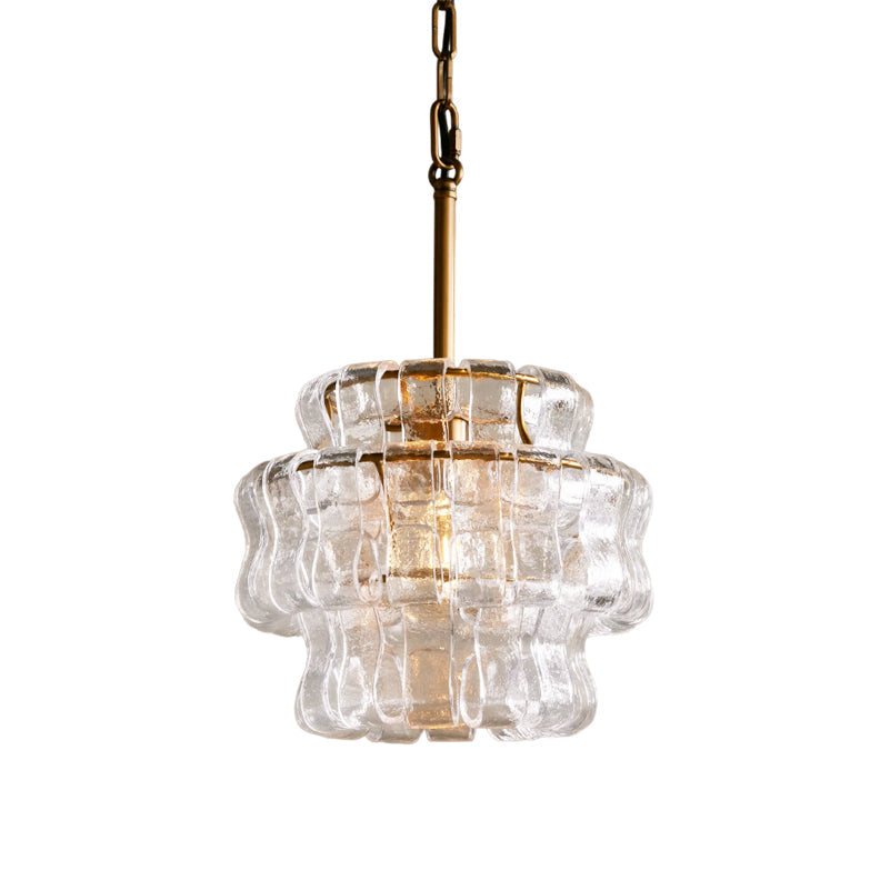 Ribbon Pendant Light in glass for Kitchen Island by AUVIELIGHT, Dia 33cm x H 27cm / ∅ 13″ x H 10.6″ / Clear & Gold