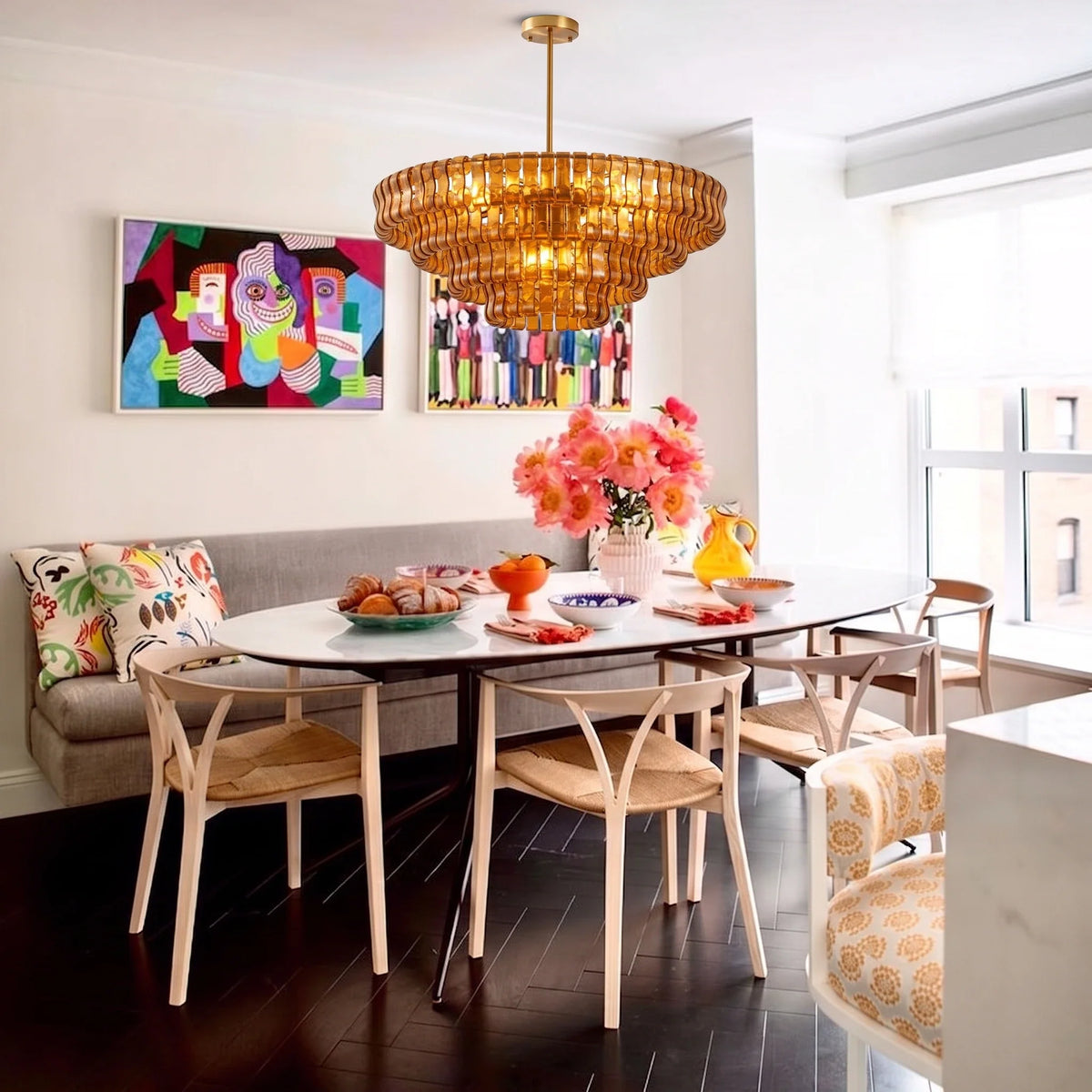 Ribbon Ceiling Light in glass for Living Room by AUVIELIGHT