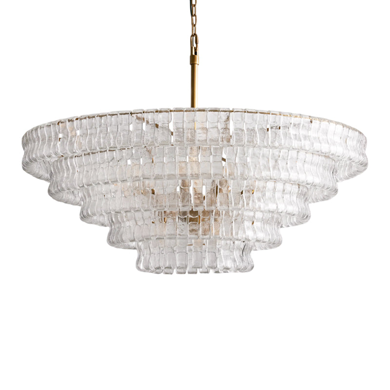 Ribbon Chandelier in glass for Dining Room by AUVIELIGHT, ∅ 47.2″ x H 17.7″ / Dia 120cm x H 45cm / Clear & Gold