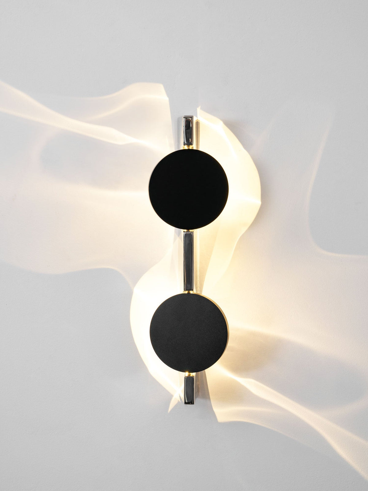 Ripple Wall Light for Hallway by AUVIELIGHT, Dia 10.5cm x H 33cm / ∅ 4.1″ x H 13″ *2 / Chrome & Black / Warm White