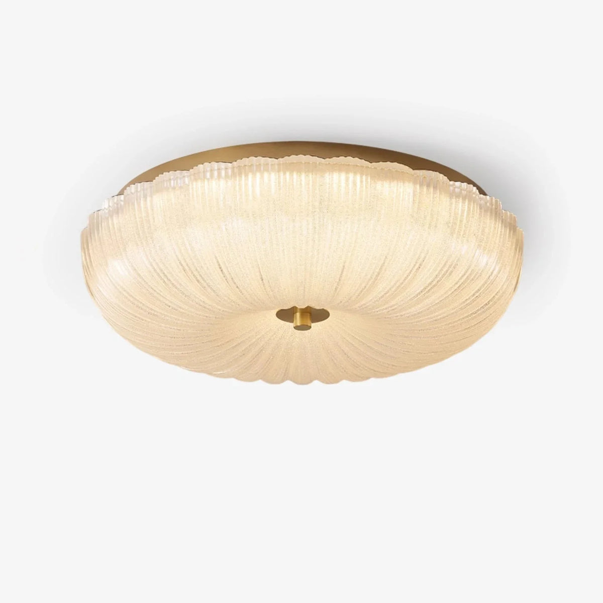 Ripple Ribbed Flush Mount in ribbed glass for Low Ceilings by AUVIELIGHT, ∅15.7"xH5.1" / Gold & Frosted White / RC Dimming and 1 other sizes