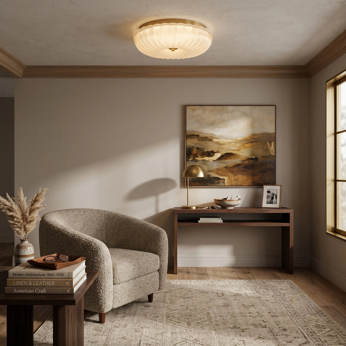 Ripple Ribbed Flush Mount in ribbed glass for Low Ceilings by AUVIELIGHT