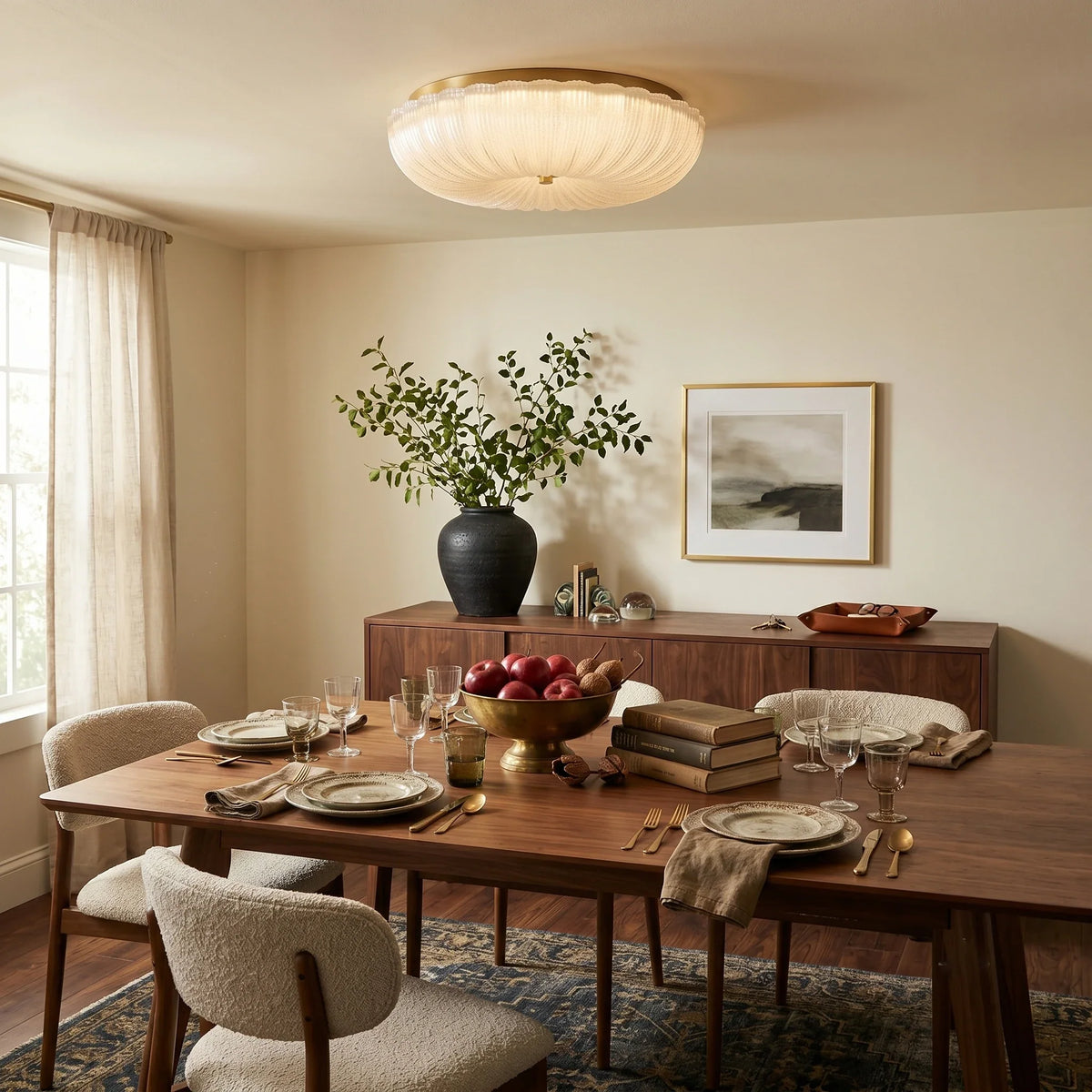 Ripple Ribbed Flush Mount in ribbed glass for Low Ceilings by AUVIELIGHT
