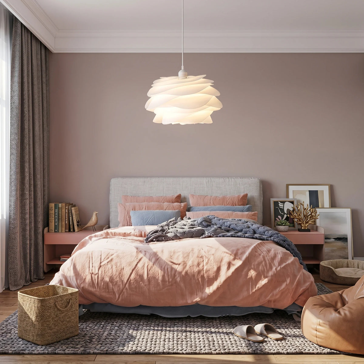 Floral Pendant Light in rose for Kitchen Island by AUVIELIGHT
