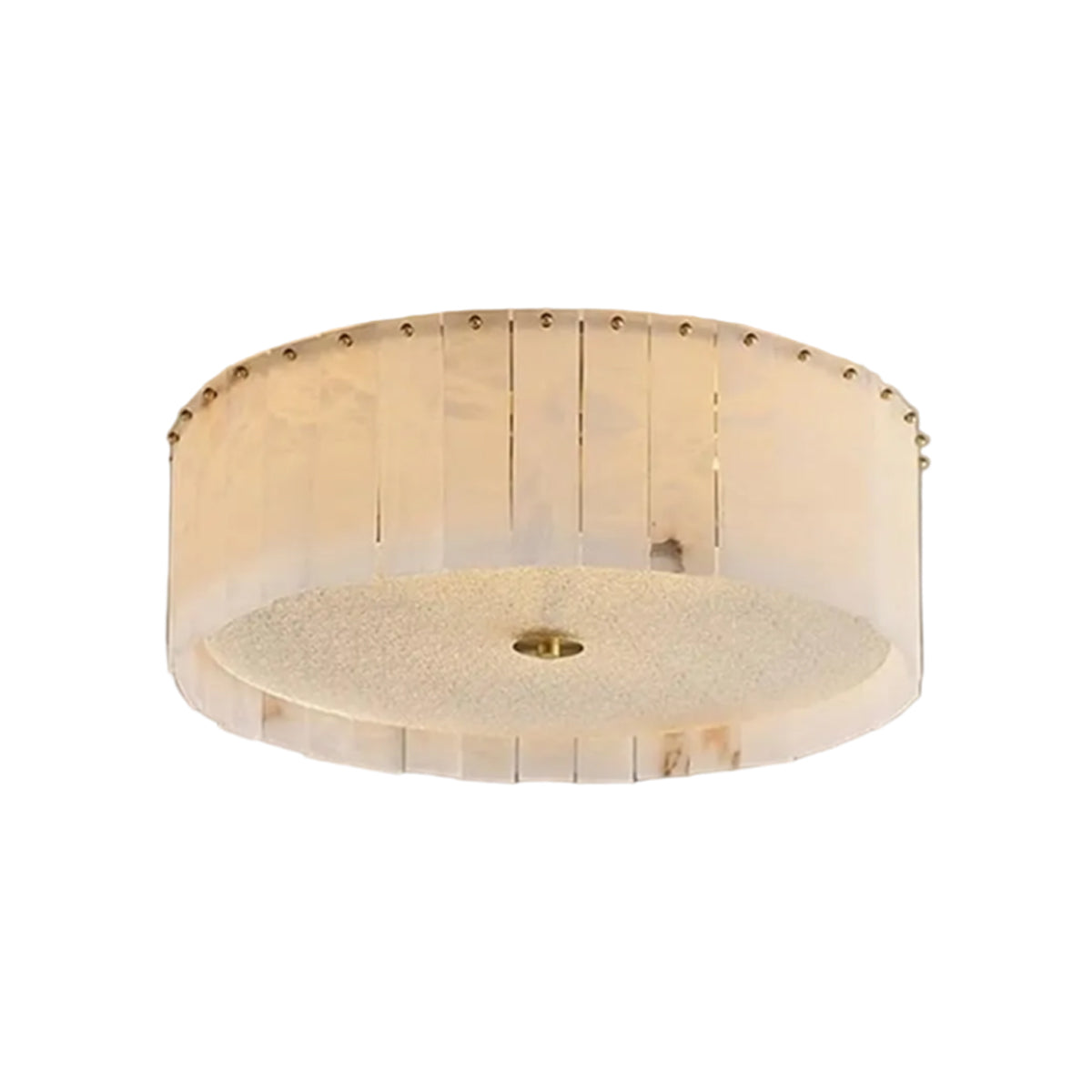 Pleated Round Flush Mount in alabaster for Low Ceilings by AUVIELIGHT