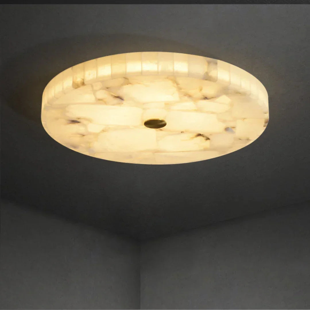 Round Ceiling Light in alabaster for Living Room by AUVIELIGHT
