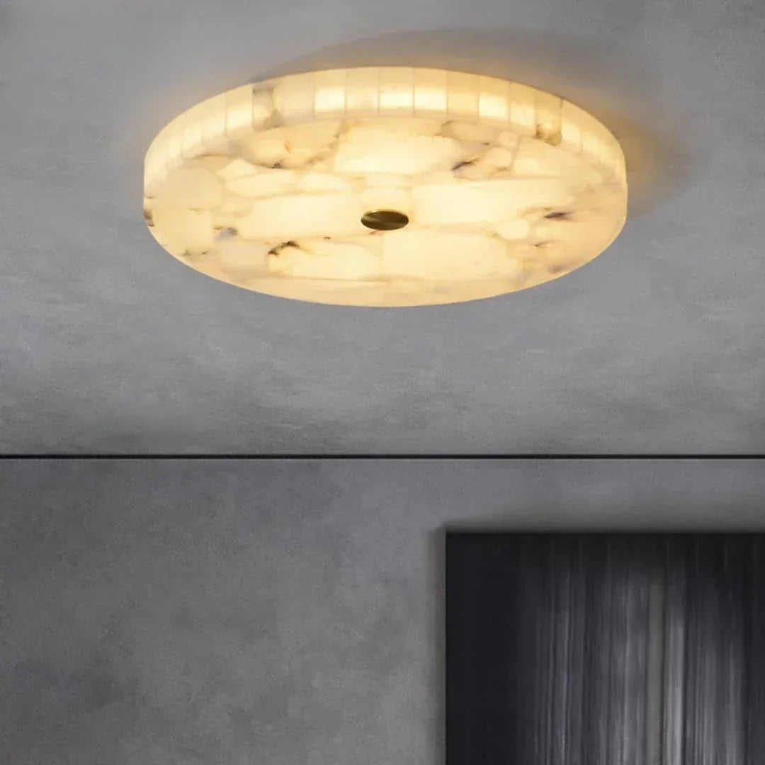 Round Ceiling Light in alabaster for Living Room by AUVIELIGHT