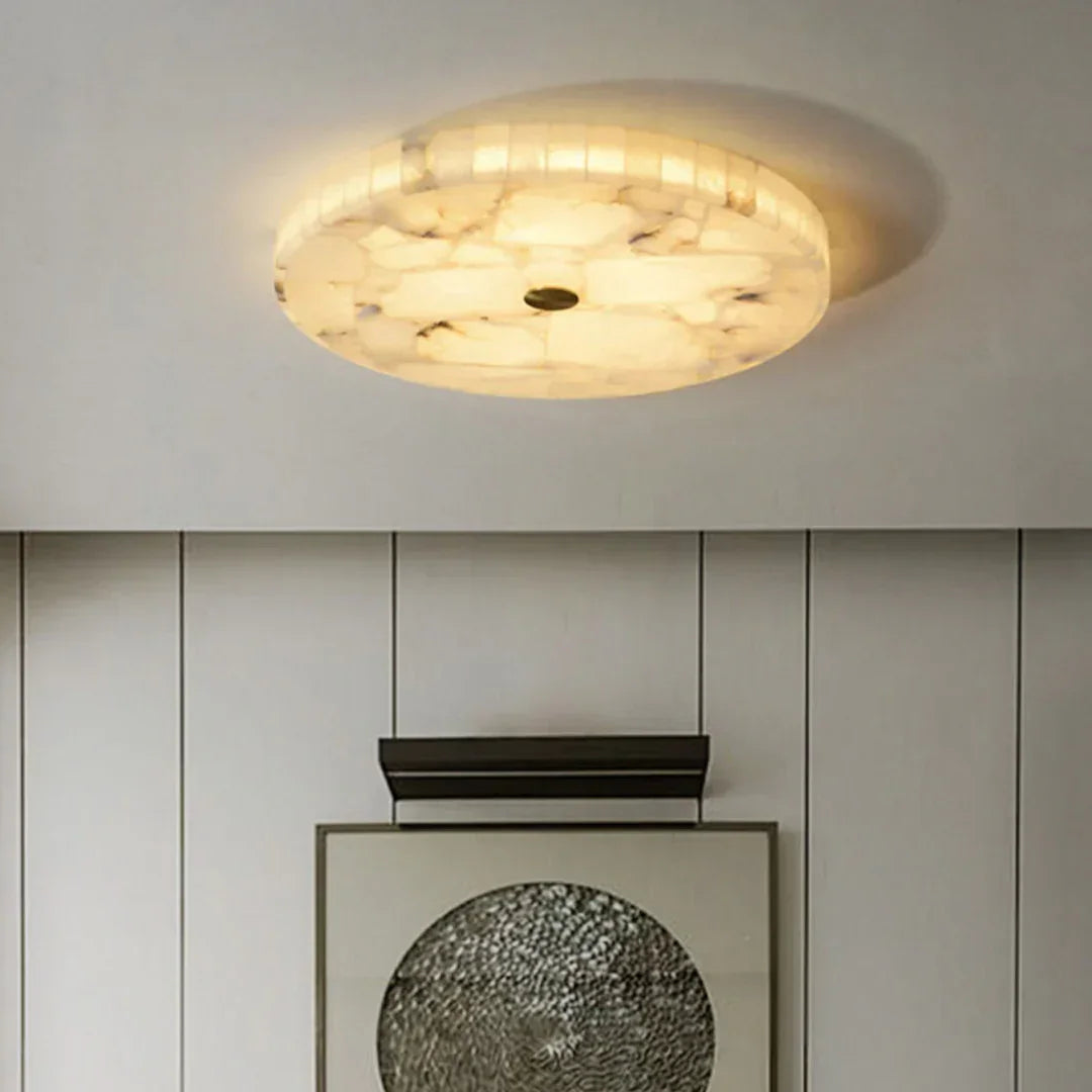 Round Ceiling Light in alabaster for Living Room by AUVIELIGHT