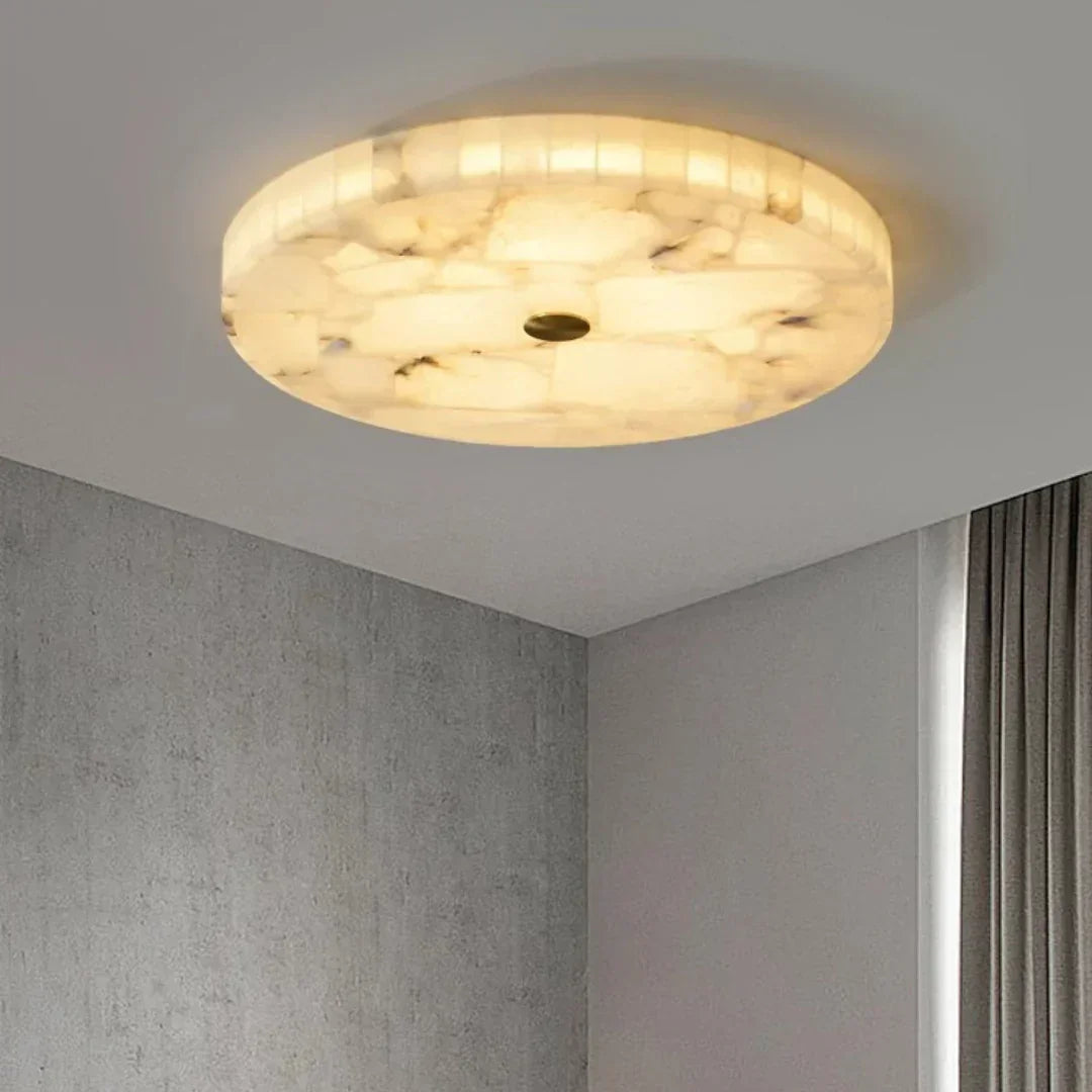 Round Ceiling Light in alabaster for Living Room by AUVIELIGHT
