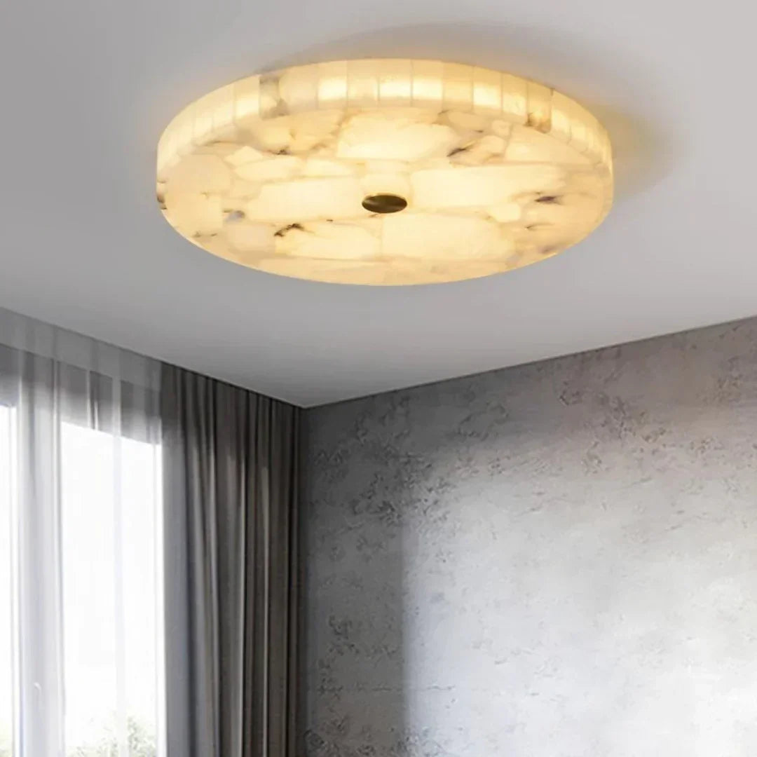 Round Ceiling Light in alabaster for Living Room by AUVIELIGHT