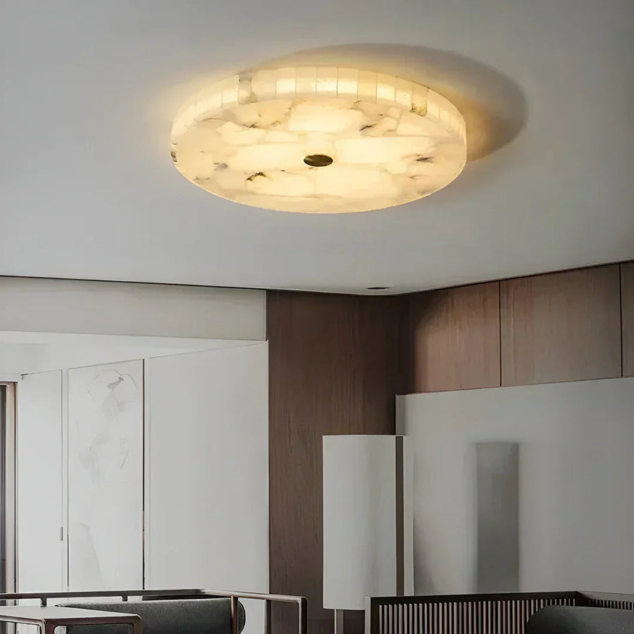 Round Ceiling Light in alabaster for Living Room by AUVIELIGHT